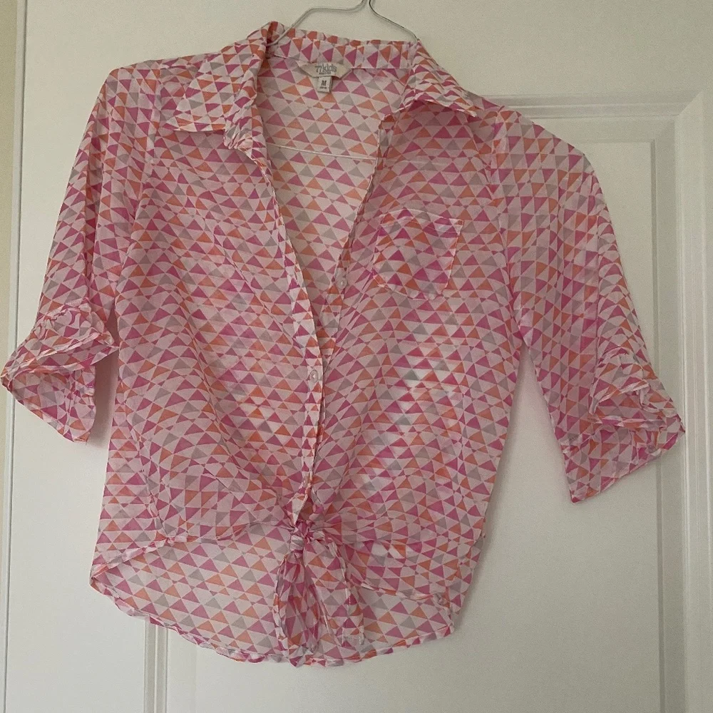 American Eagle Outfitters 77kids button up shirt sheer girls M